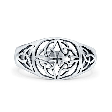 Celtic Oxidized Band Solid 925 Sterling Silver Thumb Ring (10mm)